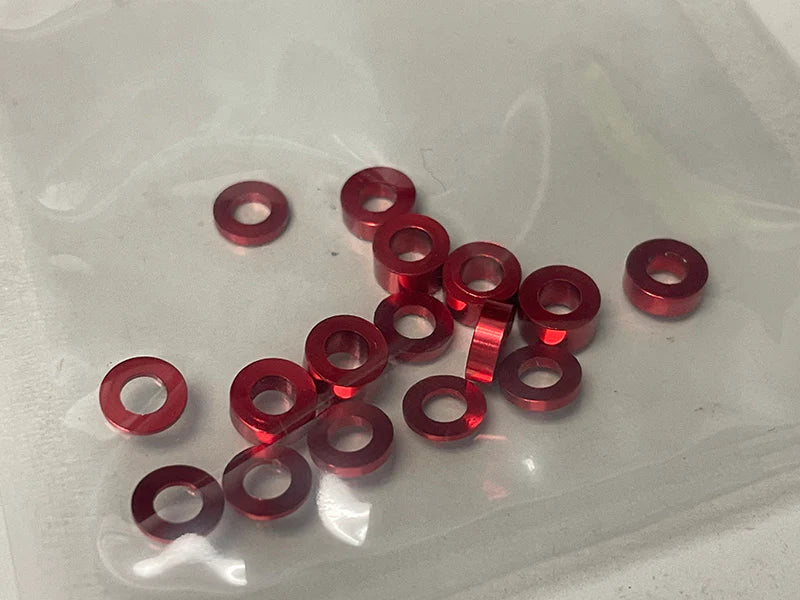 Scale Reflex VARIETY PACK: M3 Aluminum Spacer Shims (0.5mm - 1mm 2mm 3mm) 3x6 (16-Pack) RED