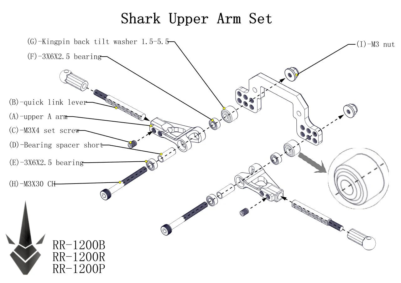 Rhino Racing SHARK - Upper Aluminum Arm Set For SHARK DDSS YD2 RMX RDX - Purple - (RR-1200P)