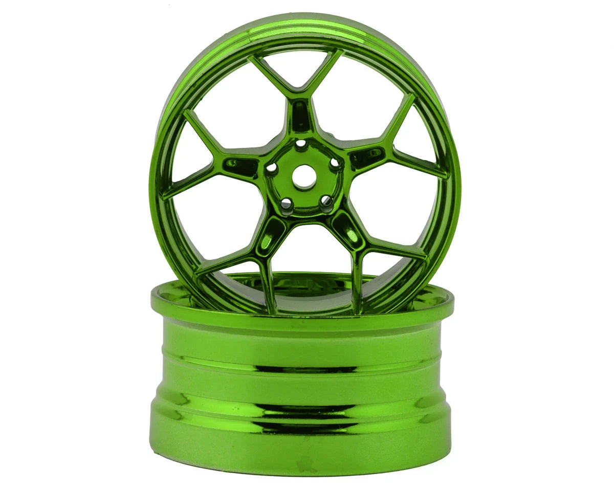 DS Racing Feathery Split Spoke Drift Wheels (Green Hi Gloss) (2) (6mm Offset) w/12mm Hex
