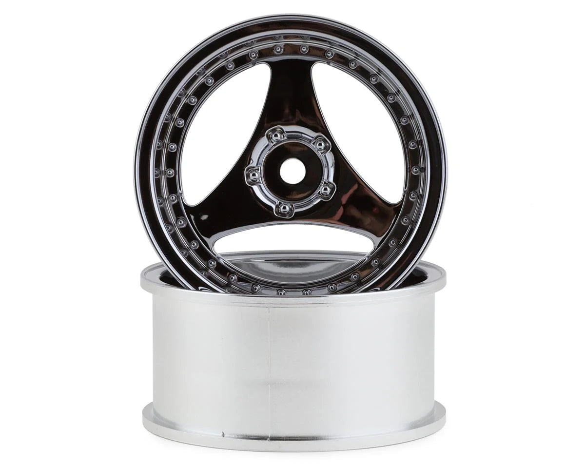 Mikuni Yokohama Advan Oni Kai Drift Wheels (Chrome Silver) (2) (5mm Offset) w/12mm Hex