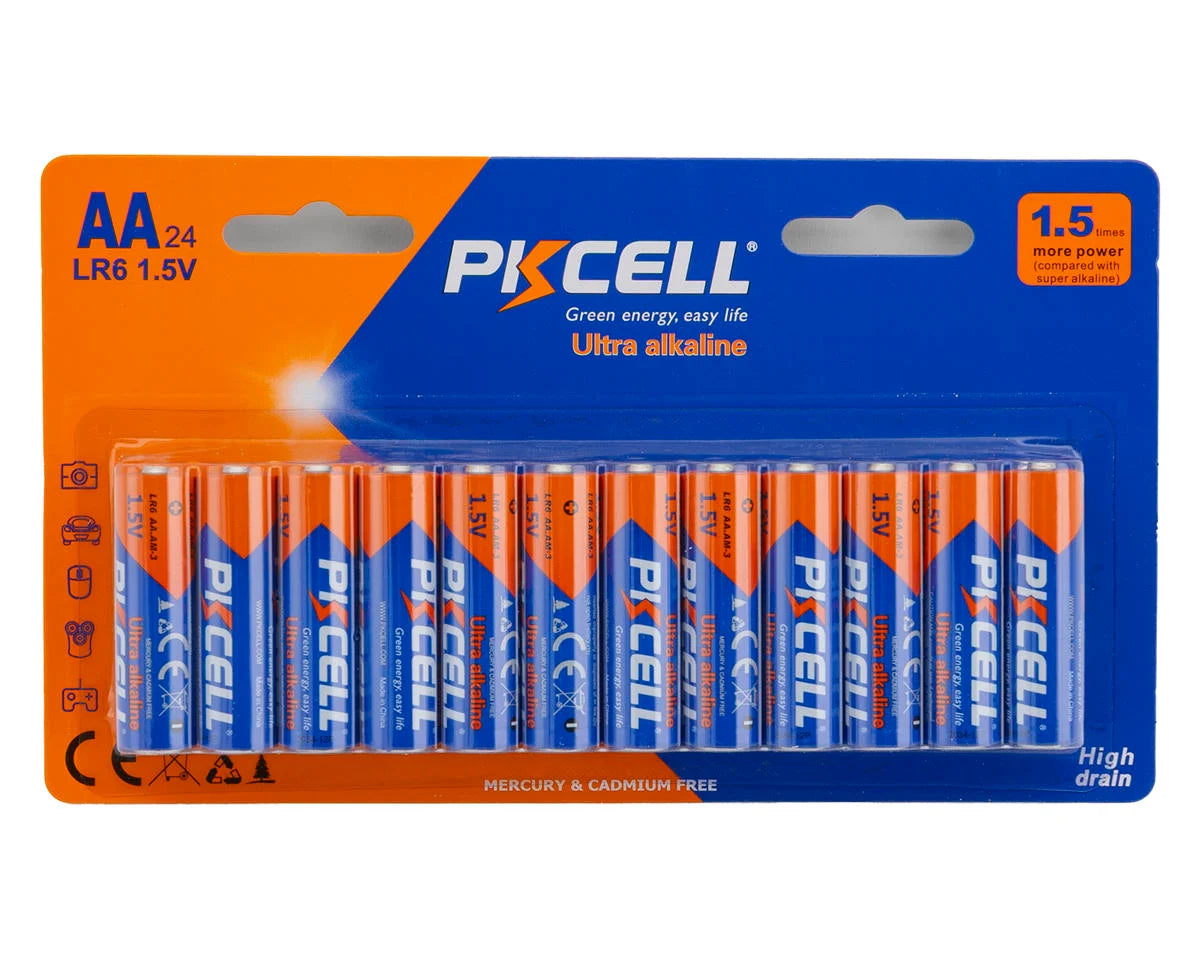 PKCell Ultra Alkaline AA Batteries 24 Pack Box