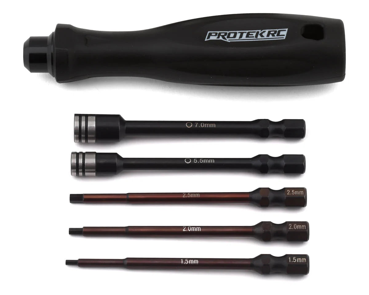 ProTek RC "TruTorque" 5-Piece 1/4" Drive Hex & Nut Driver Set (1.5, 2.0, 2.5mm Hex & 5.5, 7mm Nu