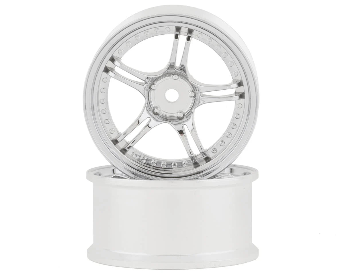 RC Art SSR Professor SPX 5-Split Spoke Drift Wheels (Matte Silver) (2) (8mm Offset) w/12mm Hex