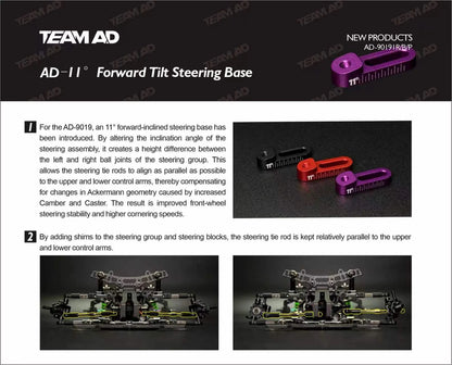 Team AD 11 Degree Forward Tilt Steering Block Base -  RED  (AD-90191R)