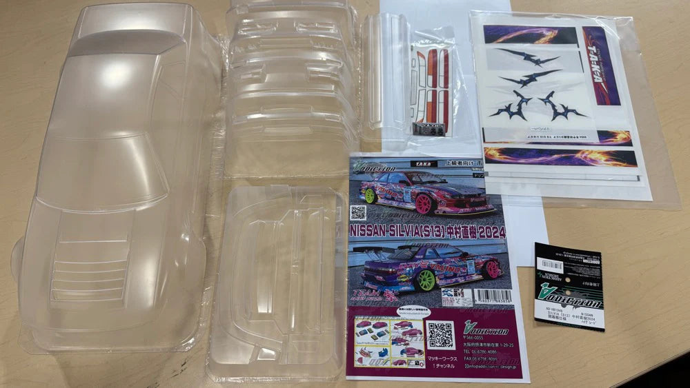 Addiction RC Nissan 240SX Silvia S13 + TAKA Naoki Nakamura 2024 V8 Livery 1-10 Body Set AD-HB19V8