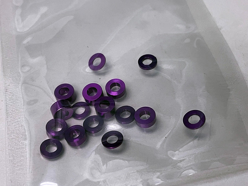 Scale Reflex VARIETY PACK: M3 Aluminum Spacer Shims (0.5mm - 1mm 2mm 3mm) 3x6 (16-Pack) PURPLE