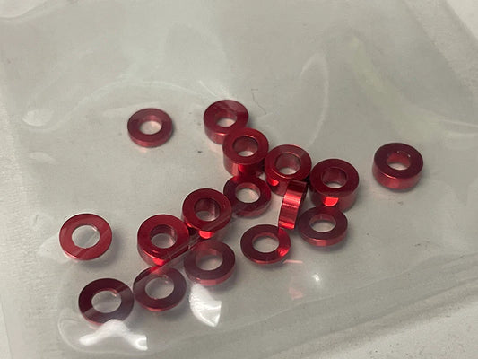 Scale Reflex VARIETY PACK: M3 Aluminum Spacer Shims (0.5mm - 1mm 2mm 3mm) 3x6 (16-Pack) RED