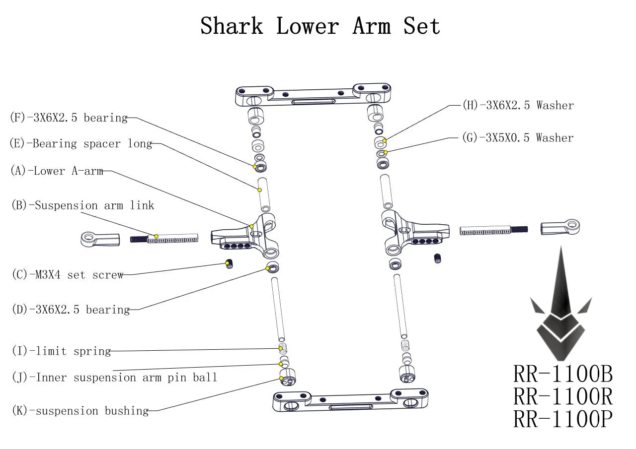 Rhino Racing SHARK - Lower Aluminum Arms - RED [Rhino Racing] RR-1100R