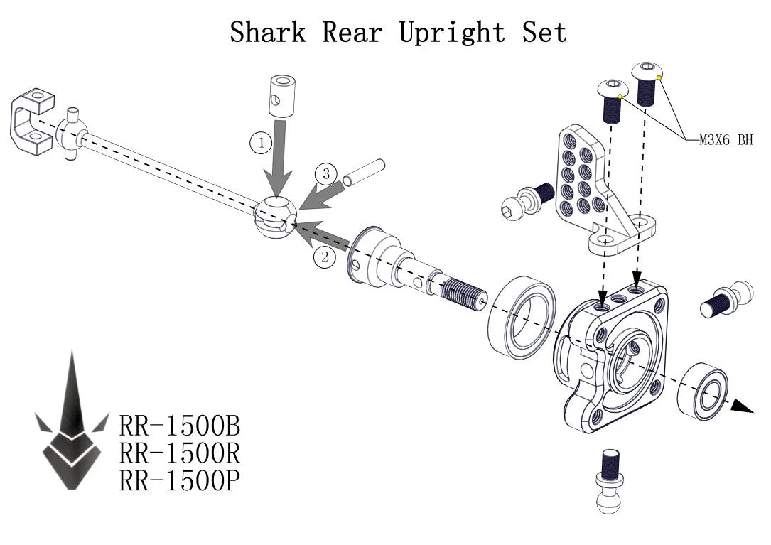 Rhino Racing -RED- SHARK Rear Upright Set – For SHARK DDSS YD2 RMX RDX RR-1500R