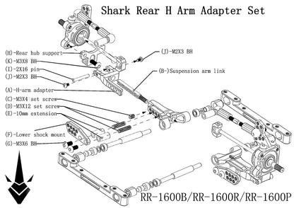 Rhino Racing SHARK - Rear H Arm Adapter Set - PURPLE[Rhino Racing] RR-1600P
