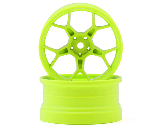 DS Racing Feathery Split Spoke Drift Wheels (Flu Lime) (2) (8mm Offset) w/12mm Hex