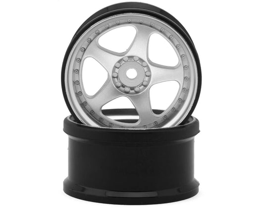 Hayashi Garage NIZ 5-Spoke Multipiece Style 1/10 Drift Wheels (Silver) (2) (8mm Offset) w/12mm Hex