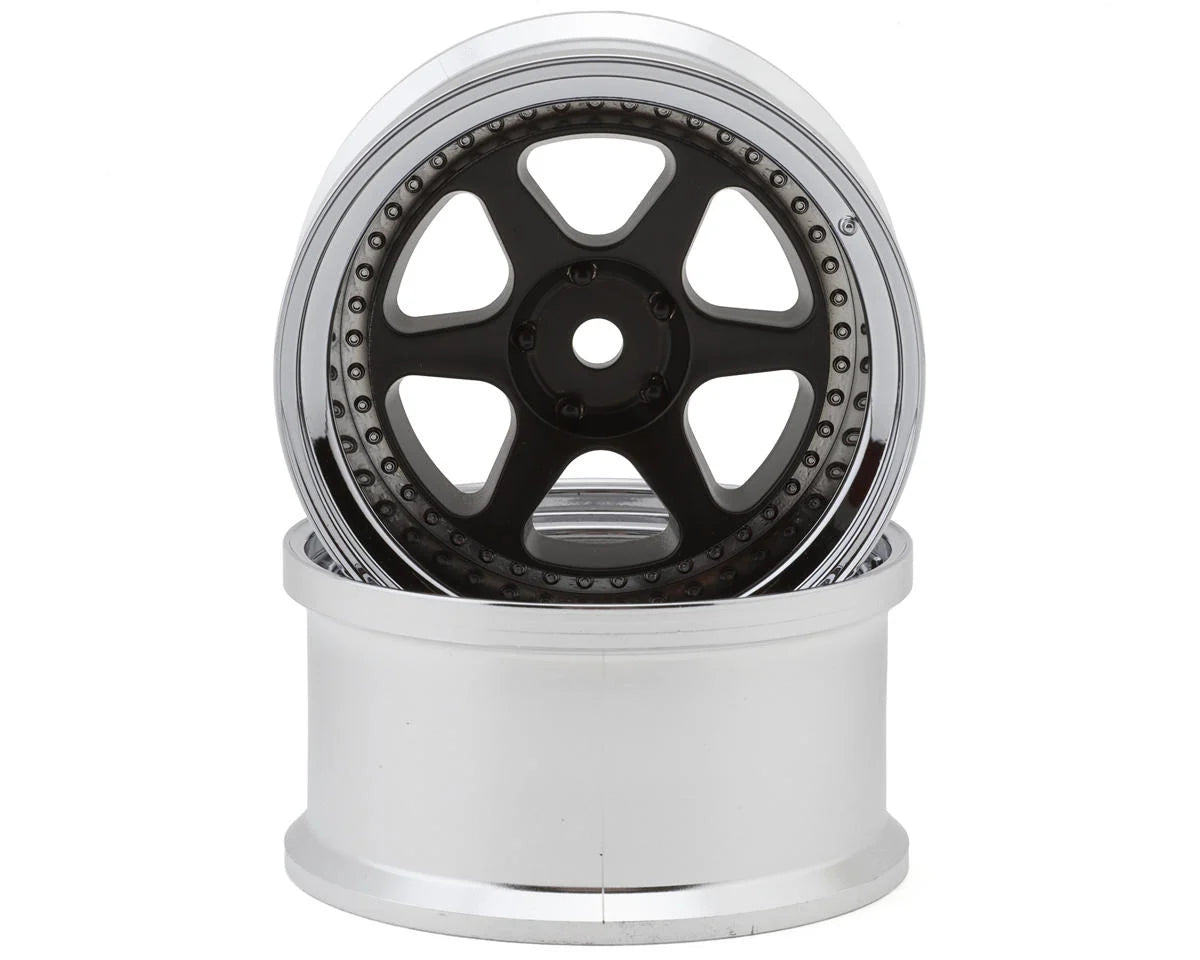 LAB Meister L1 1/10 Drift Wheels (Matte Carbon/Chrome) (2) (6mm Offset) w/12mm Hex