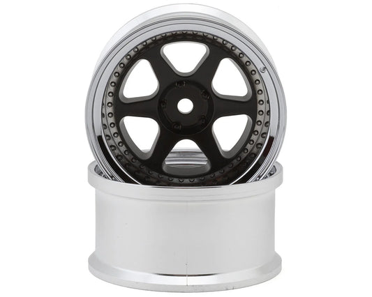 LAB Meister L1 1/10 Drift Wheels (Matte Carbon/Chrome) (2) (6mm Offset) w/12mm Hex