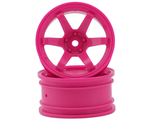 MST TE37 1/10 High Traction Drift Wheels (Hot Pink) (2) (5mm Offset) w/Mounting Foam