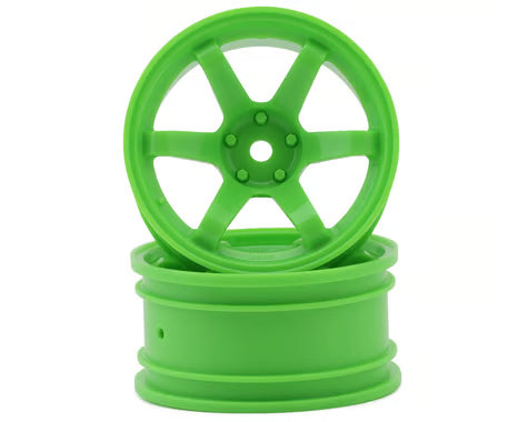 MST TE37 1/10 High Traction Drift Wheels (Green) (2) (7mm Offset) w/Mounting Foam