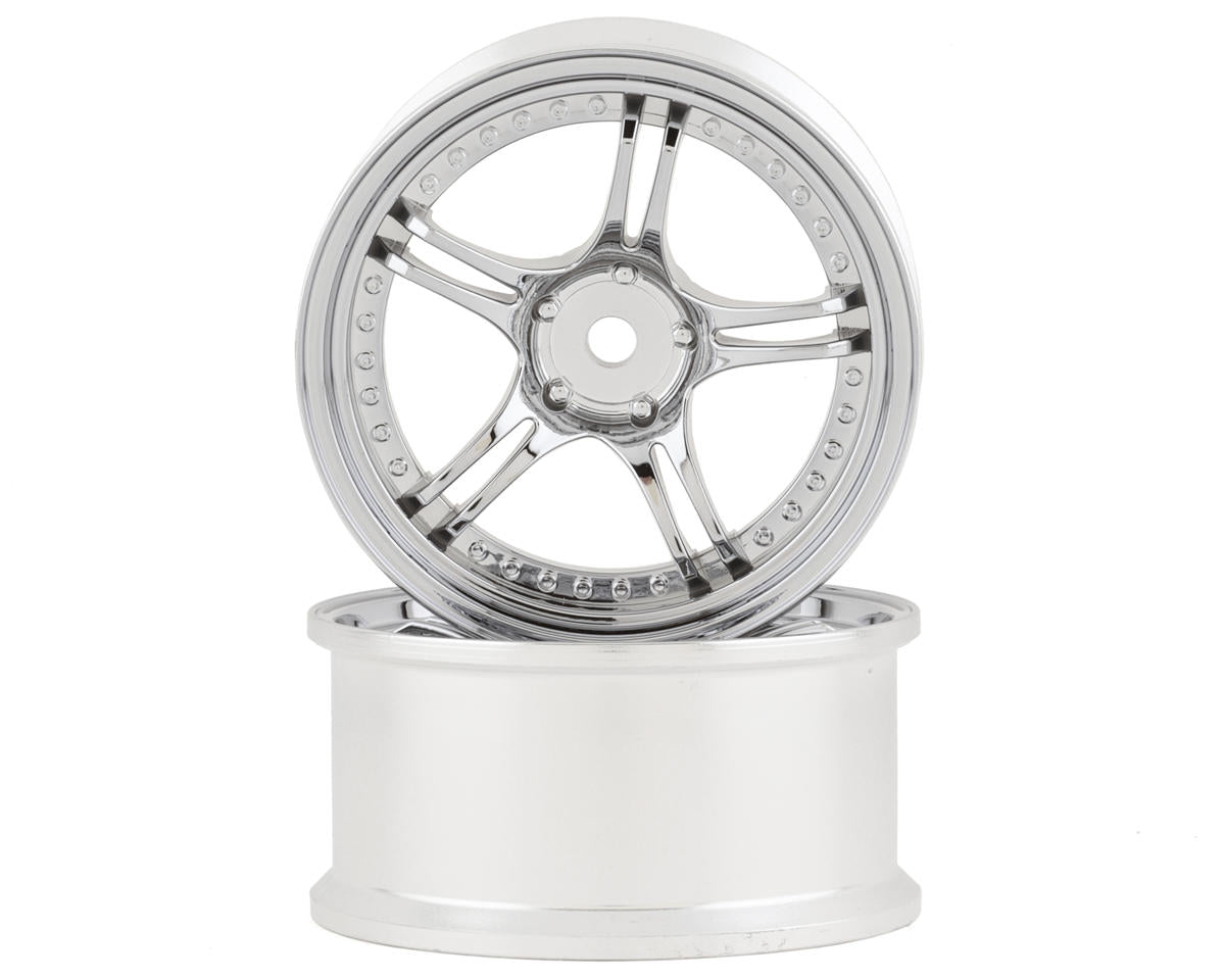 RC Art SSR Professor SPX 5-Split Spoke Drift Wheels (Chrome Silver) (2) w/12mm Hex