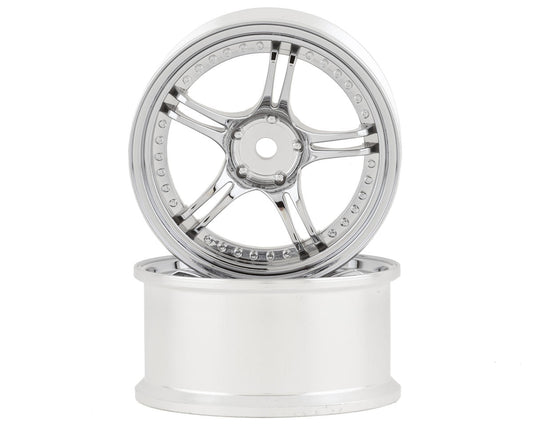 RC Art SSR Professor SPX 5-Split Spoke Drift Wheels (Chrome Silver) (2) w/12mm Hex
