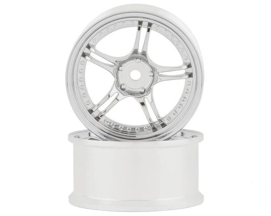 RC Art SSR Professor SPX 5-Split Spoke Drift Wheels (Matte Silver) (2) (8mm Offset) w/12mm Hex