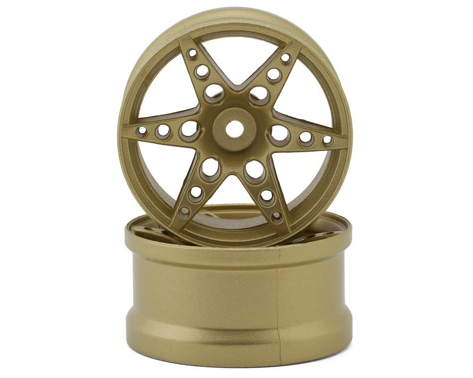 Sideways RC SRC R1 Multi-Spoke Nylon Drift Wheels (Gold) (2) (6mm Offset) (6mm Offset) w/12mm He