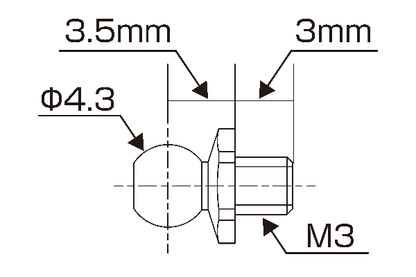 REVE D SPM TITANIUM ROD END BALL SHORT NECK (4.3mm, SCREW LENGTH 3.0MM, 2 PIECES)(RT-006SN3)