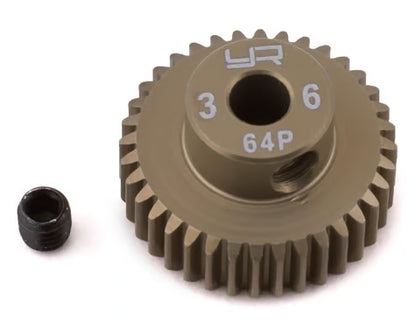 Yeah Racing 64P Hard Coated Aluminum Pinion Gear (36T)