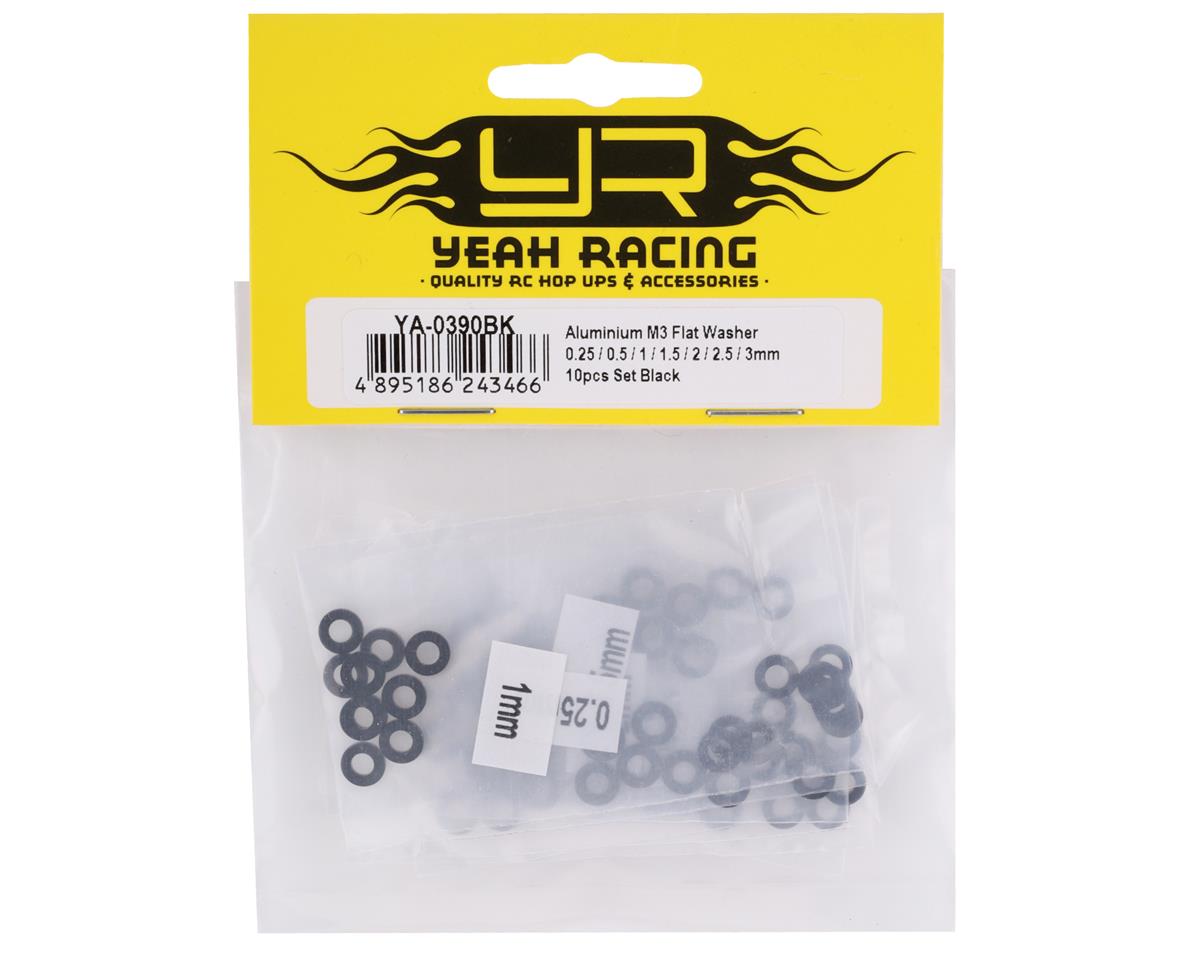 Yeah Racing 3x0.25/0.5/1.5/2/2.5/3mm Flat Washer Set (Black) (70)