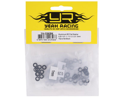 Yeah Racing 3x0.25/0.5/1.5/2/2.5/3mm Flat Washer Set (Black) (70)